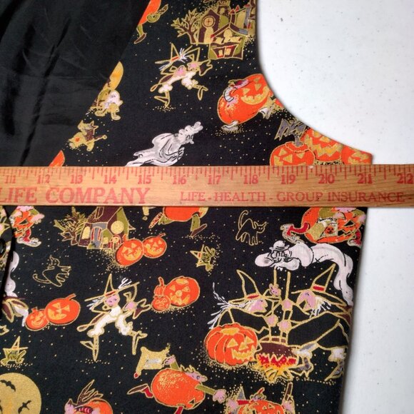 Vintage 1990s Halloween Vest Women Large Black Pumpkin Witch Ghost Novelty - Picture 4 of 16
